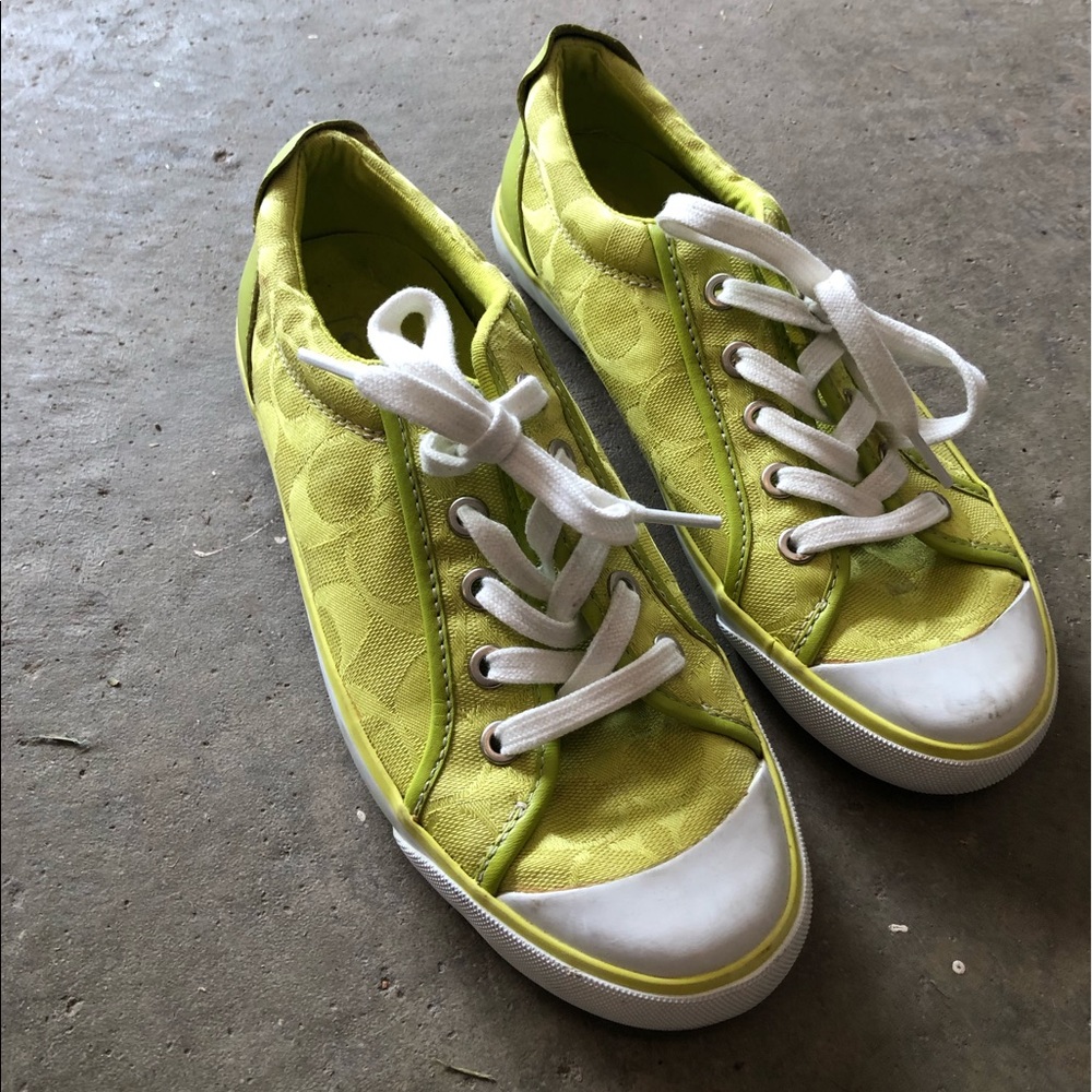 Coach lime green canvas sneakers 7.5